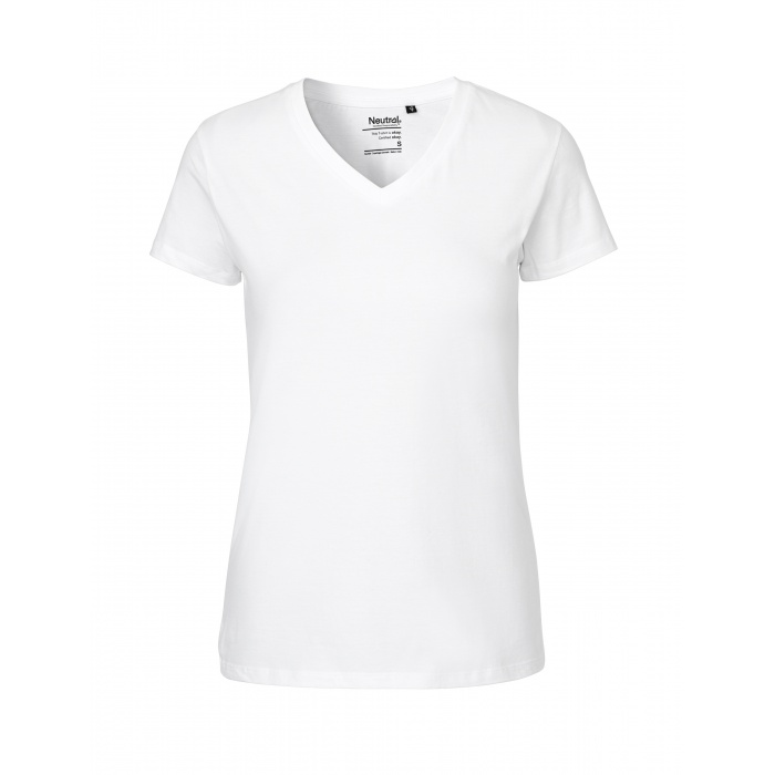 O81005, Ladies V-Neck T-Shirt (White 